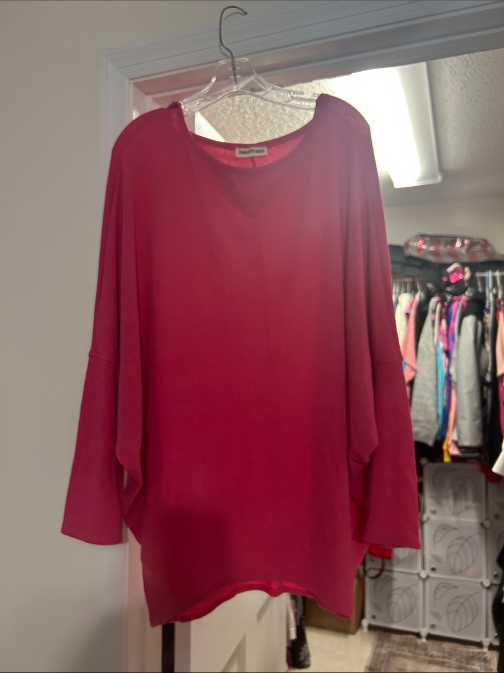 Charlotte Avery Bright Fuchsia Oversized batwing Tunic  — NWOT!